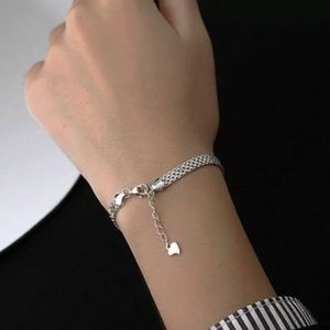 925 sterling silver braided heart bracelet